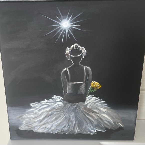 🌼 Original signed painting SPOTLIGHT BALLERINA done by me in acrylics 14x14” - Picture 2 of 2